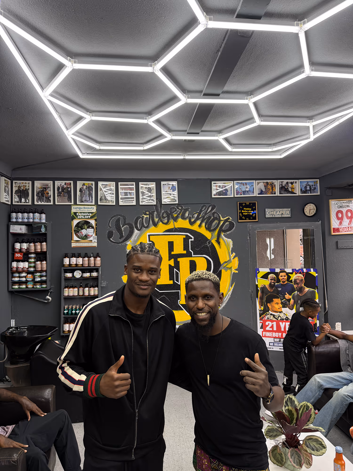 YB player Bedia getting a fresh cut at Fineboy Barbershop Bern