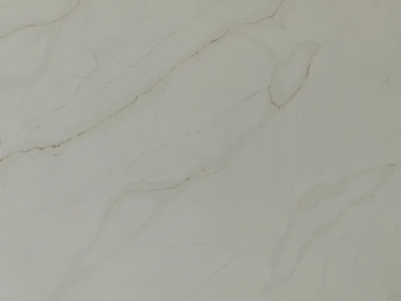 Modern kitchen with a large granite island, dark lower cabinets, light upper cabinets, and a reflective subway tile backsplash.