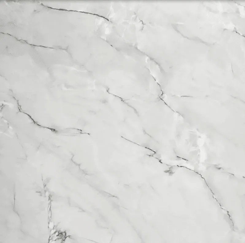 White marble surface with dark gray veining in a natural, irregular pattern.