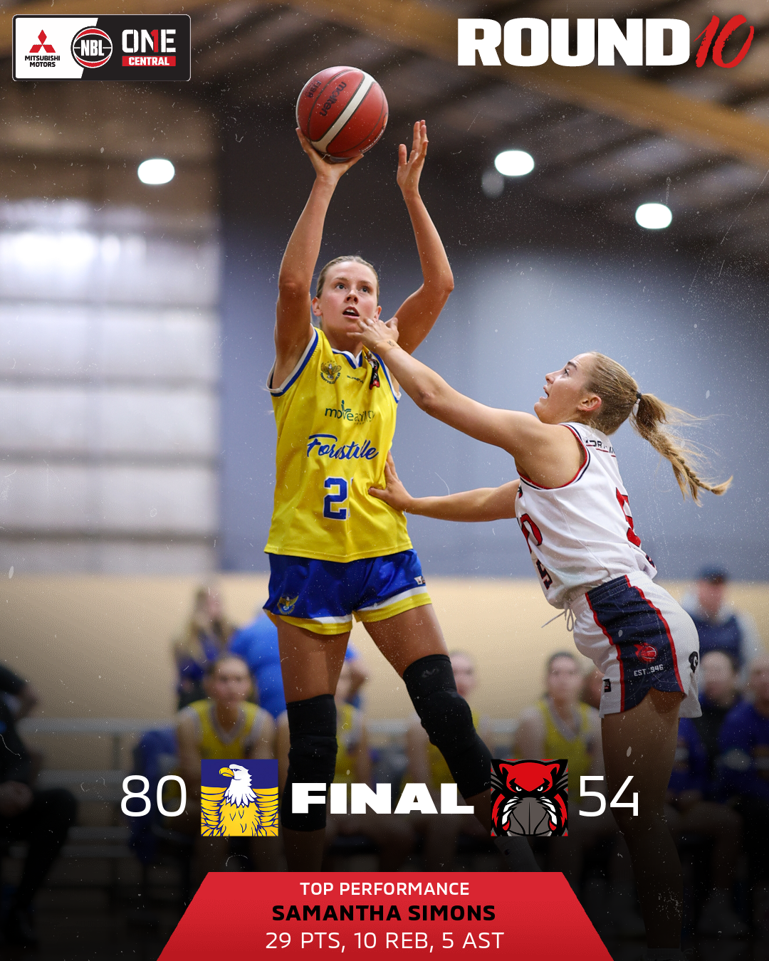 Nbl1 Player Game Results Graphic   Samantha Simons  Forestville Vs West Adelaide   4x5  Png 