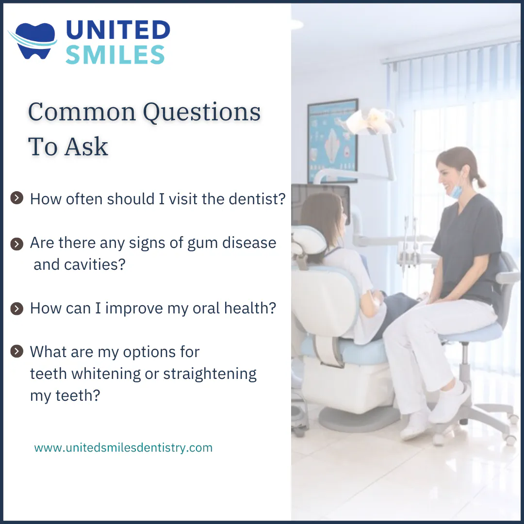 Infographic of common questions to ask your dentist at a first visit