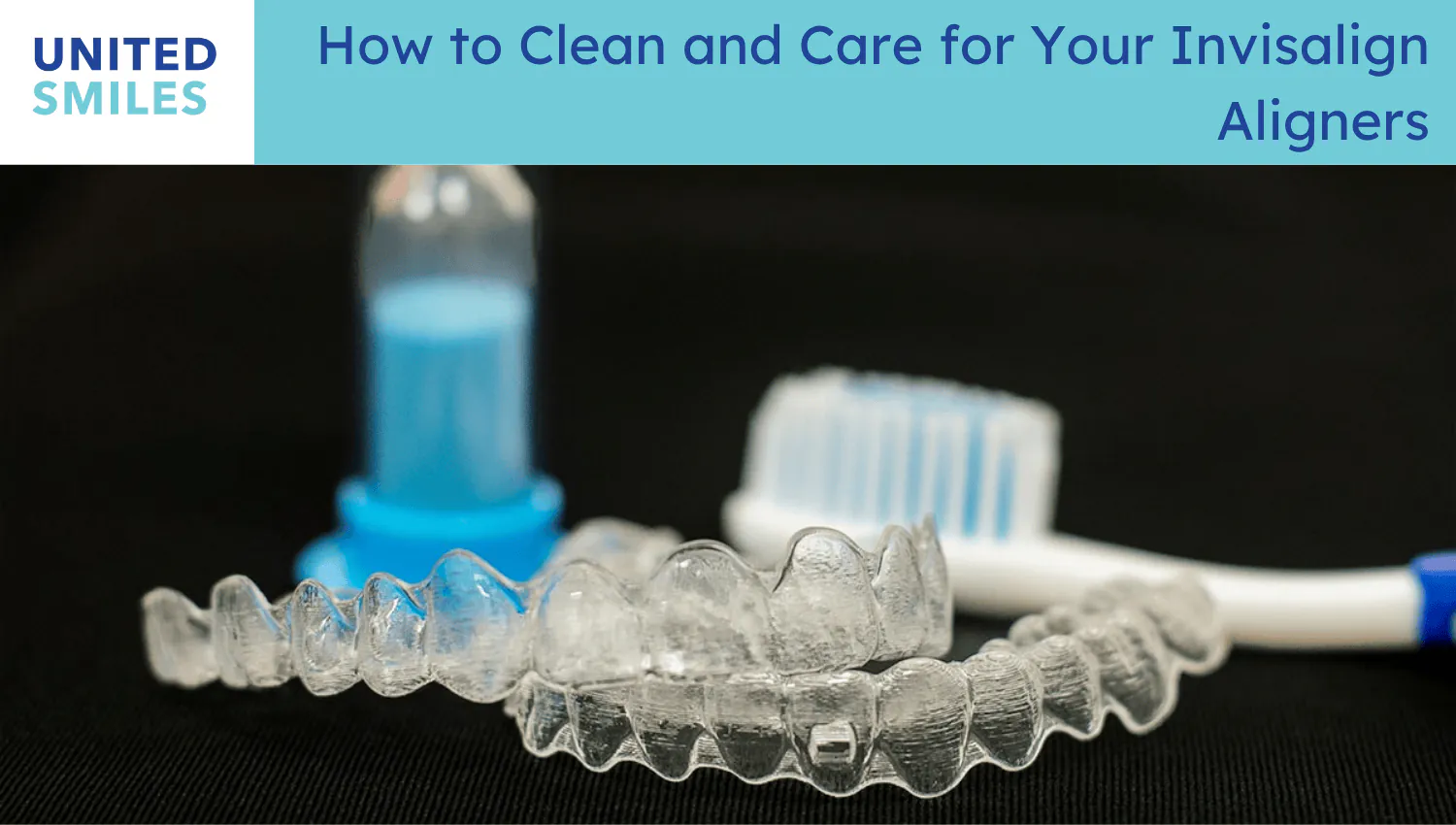 Clear Invisalign aligners next to a toothbrush