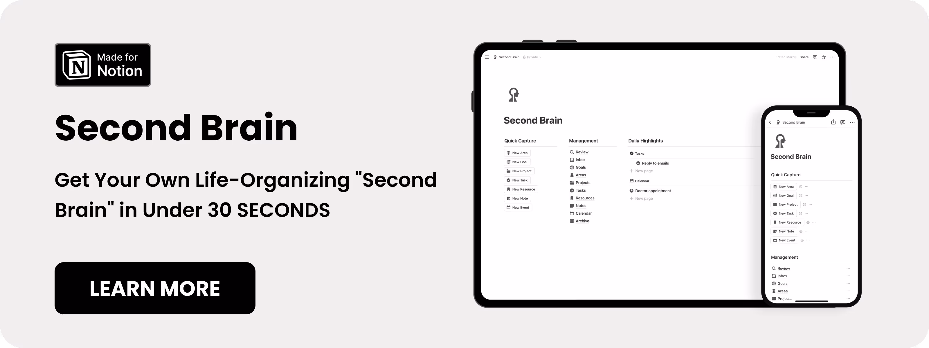 Notion Second Brain - Best Notion templates for productivity