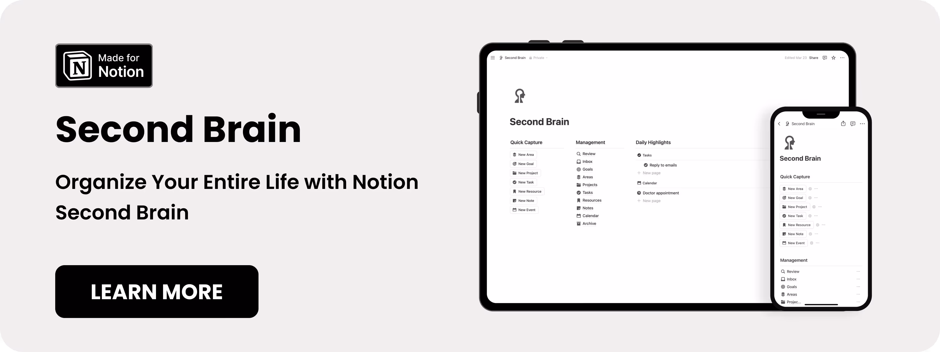 Notion Second Brain - Best Notion templates for productivity