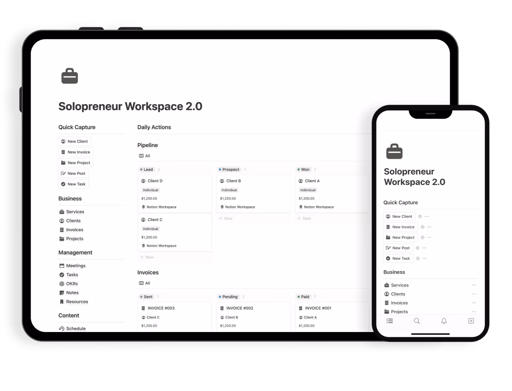 Notion Solopreneur Workspace