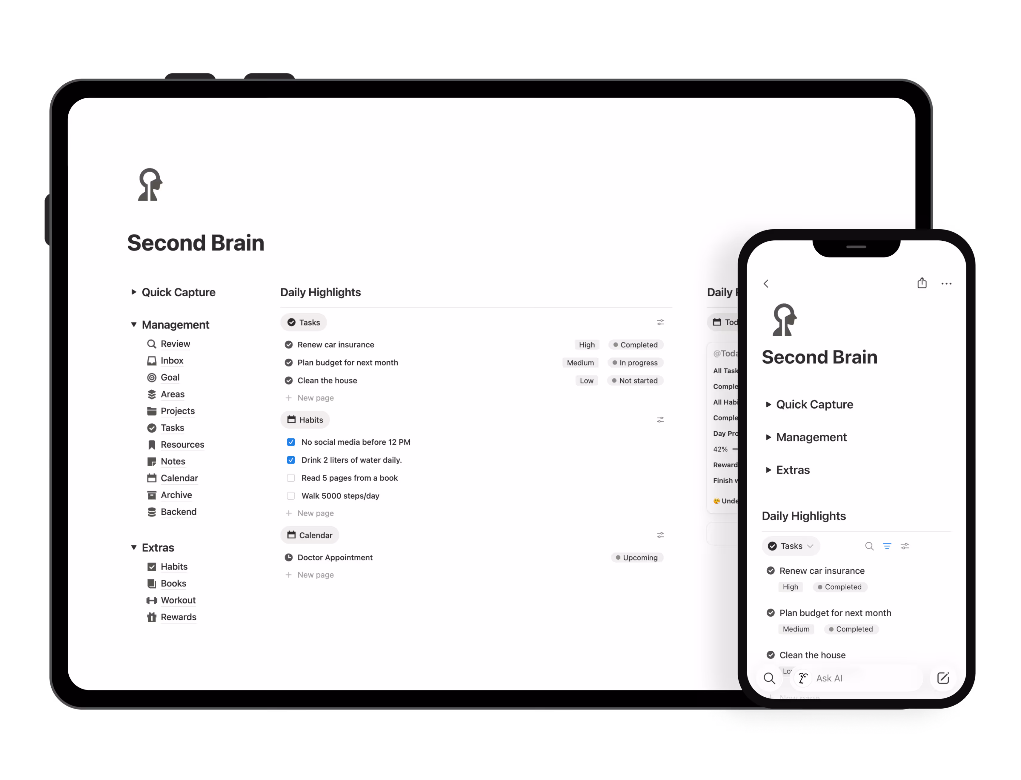 Notion Second Brain -  Best Notion Productivity template