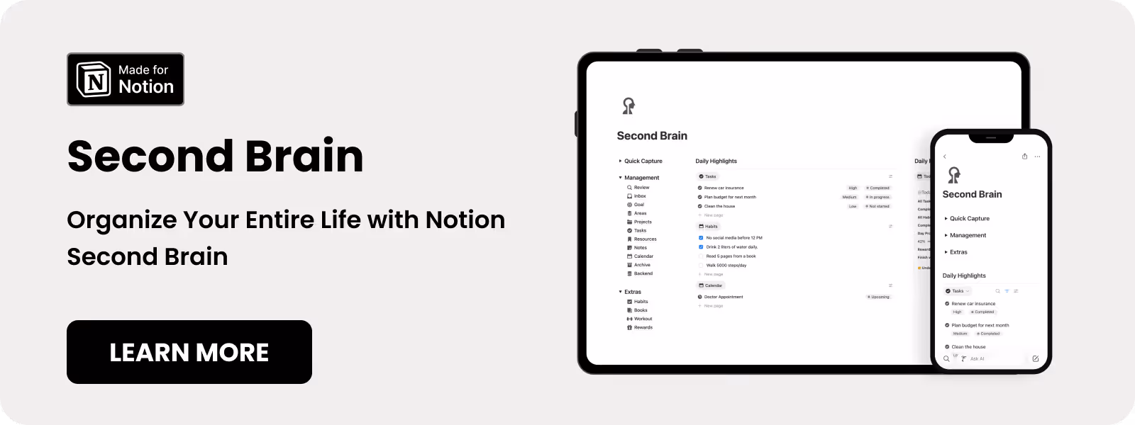 Notion Second Brain - Best Notion templates for productivity