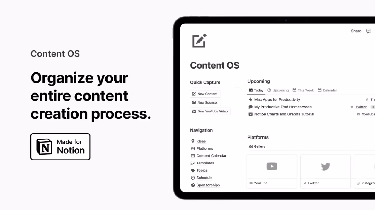Best Notion templates for content creators