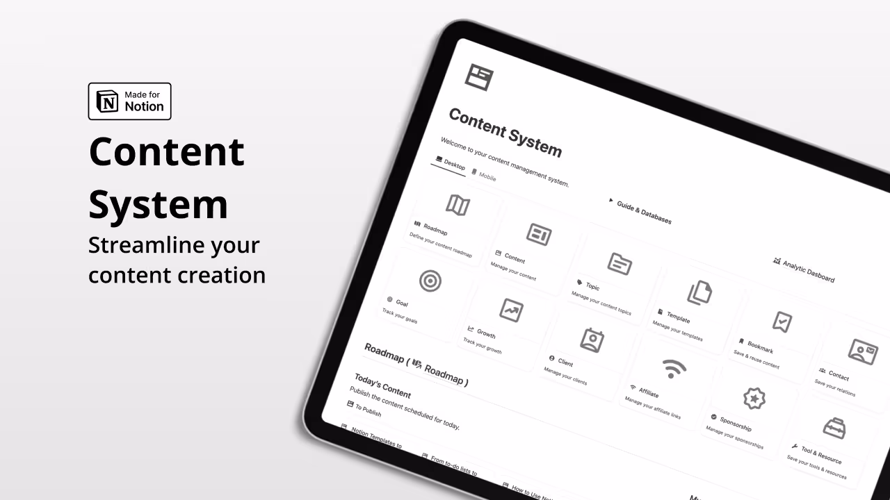 Best Notion templates for content creators
