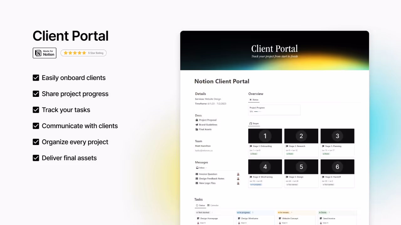 Best & Free Notion Client Portal templates