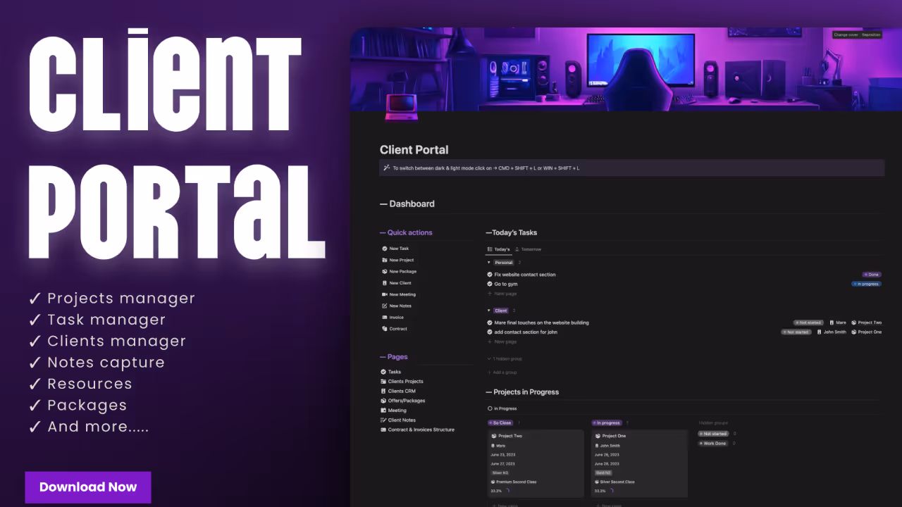 Best & Free Notion Client Portal templates