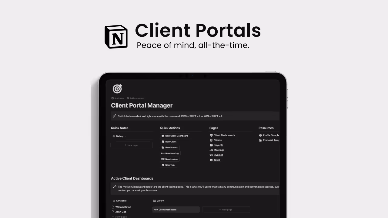 Best & Free Notion Client Portal templates