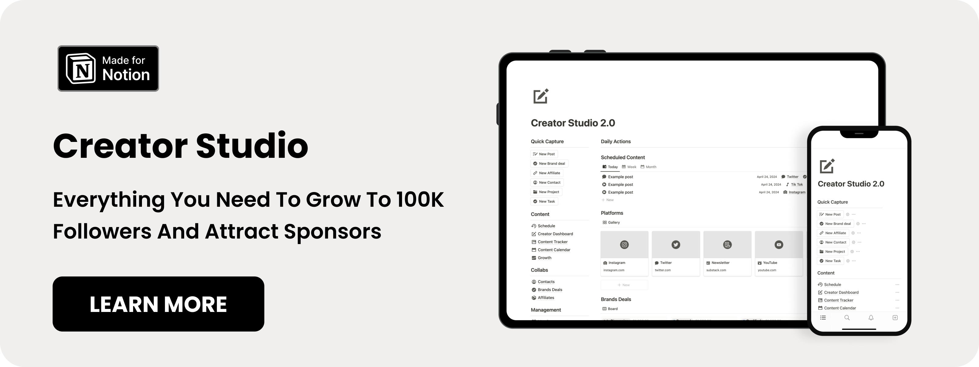 Notion Creator Studio - best Notion social media template