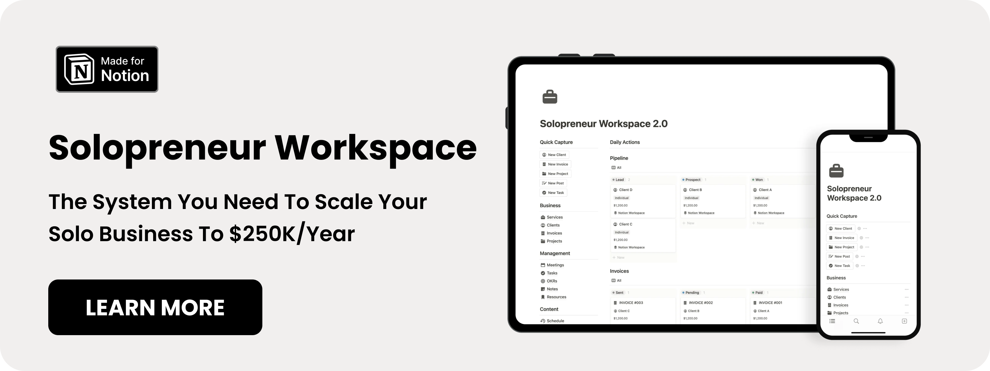 Notion Solopreneur Workspace - best Notion solopreneur template
