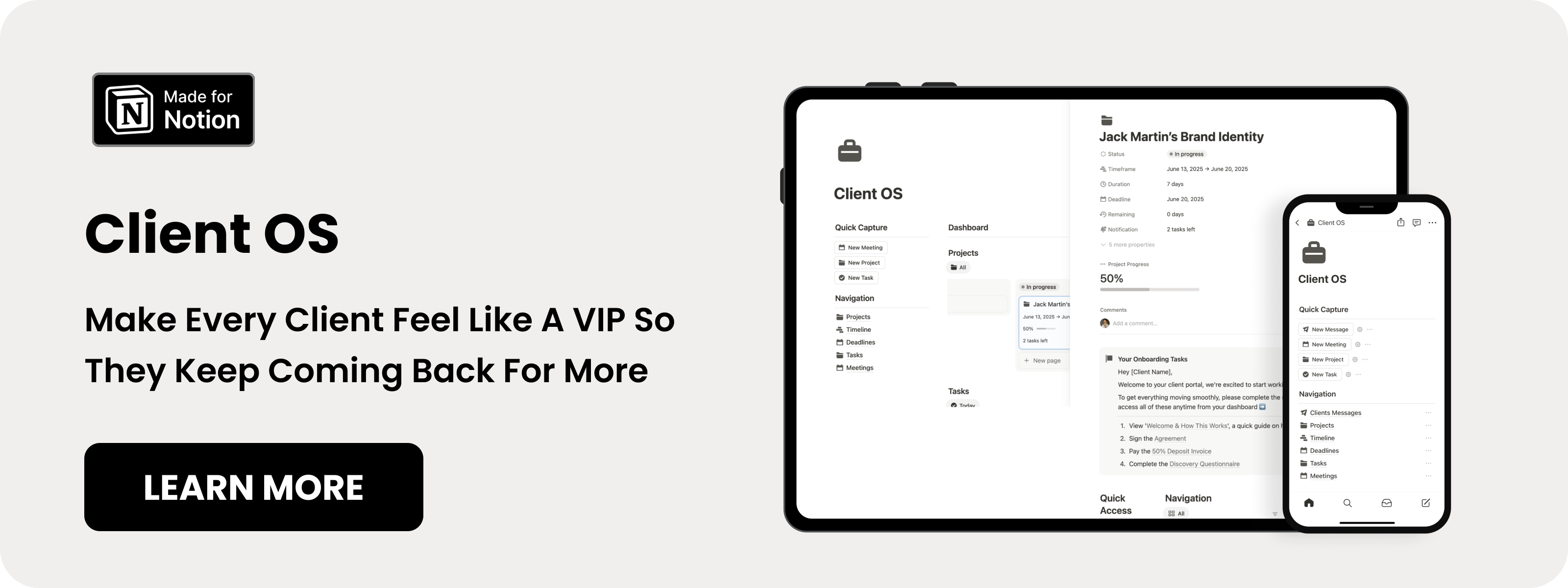 Notion Client OS - Best Notion client portal template