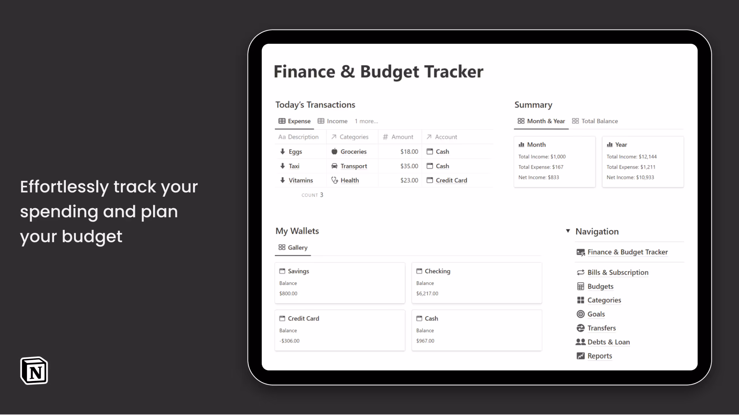 Best Notion Budget planner & tracker template