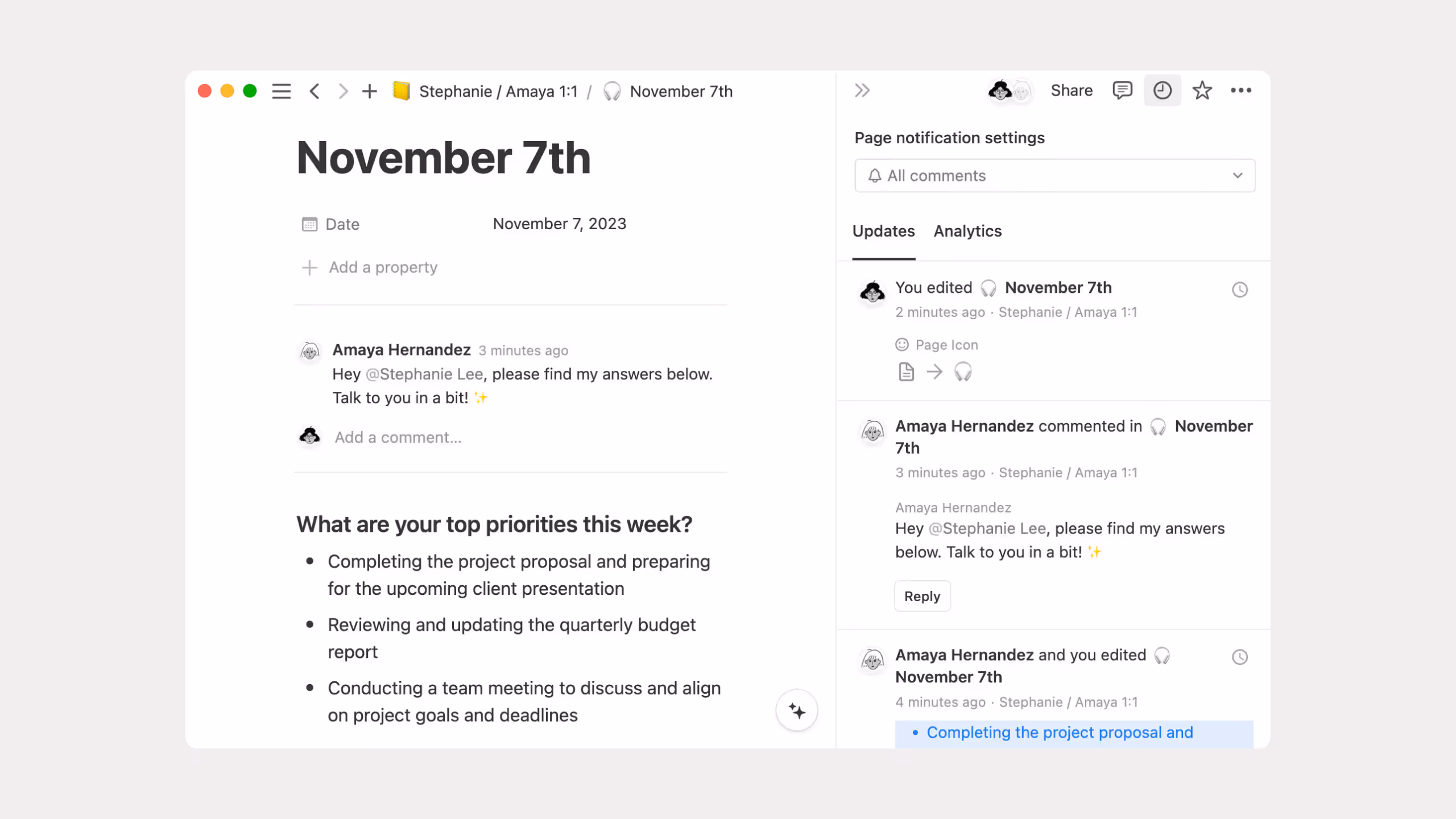 Notion collaboration feature