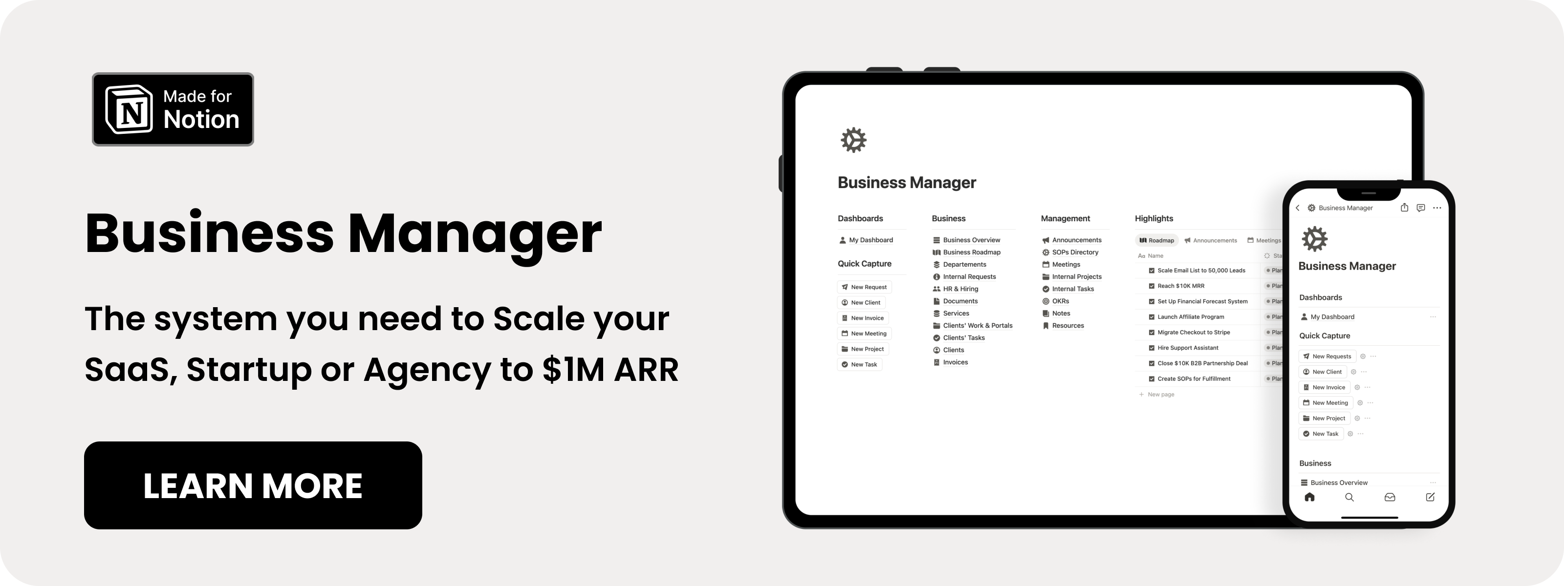 Notion Business Manager - Best Notion Business template