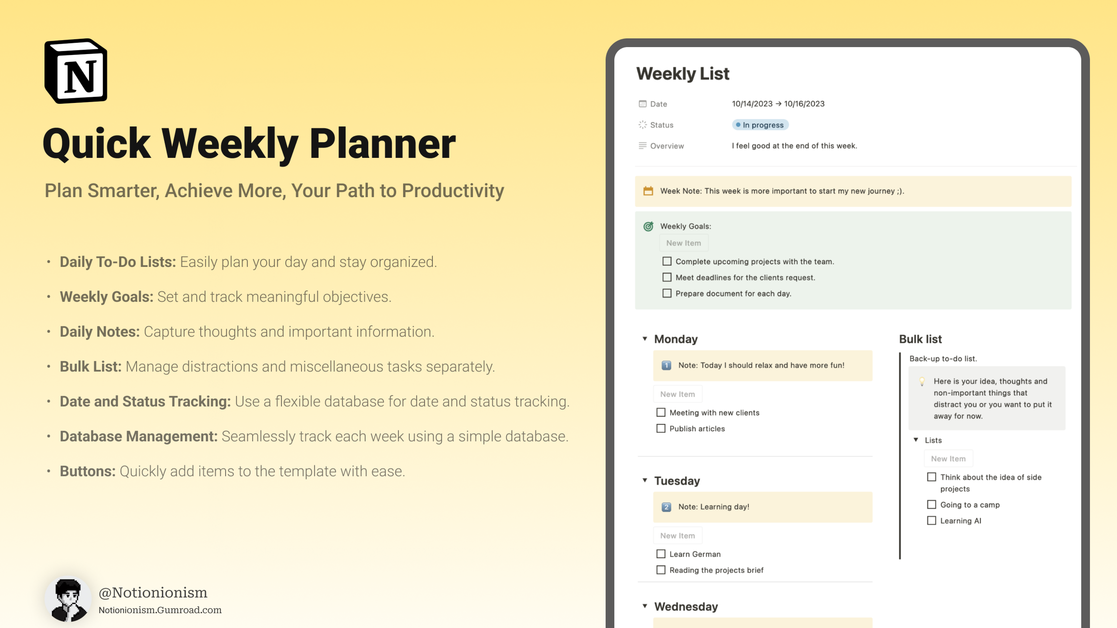 Best Notion weekly planner templates