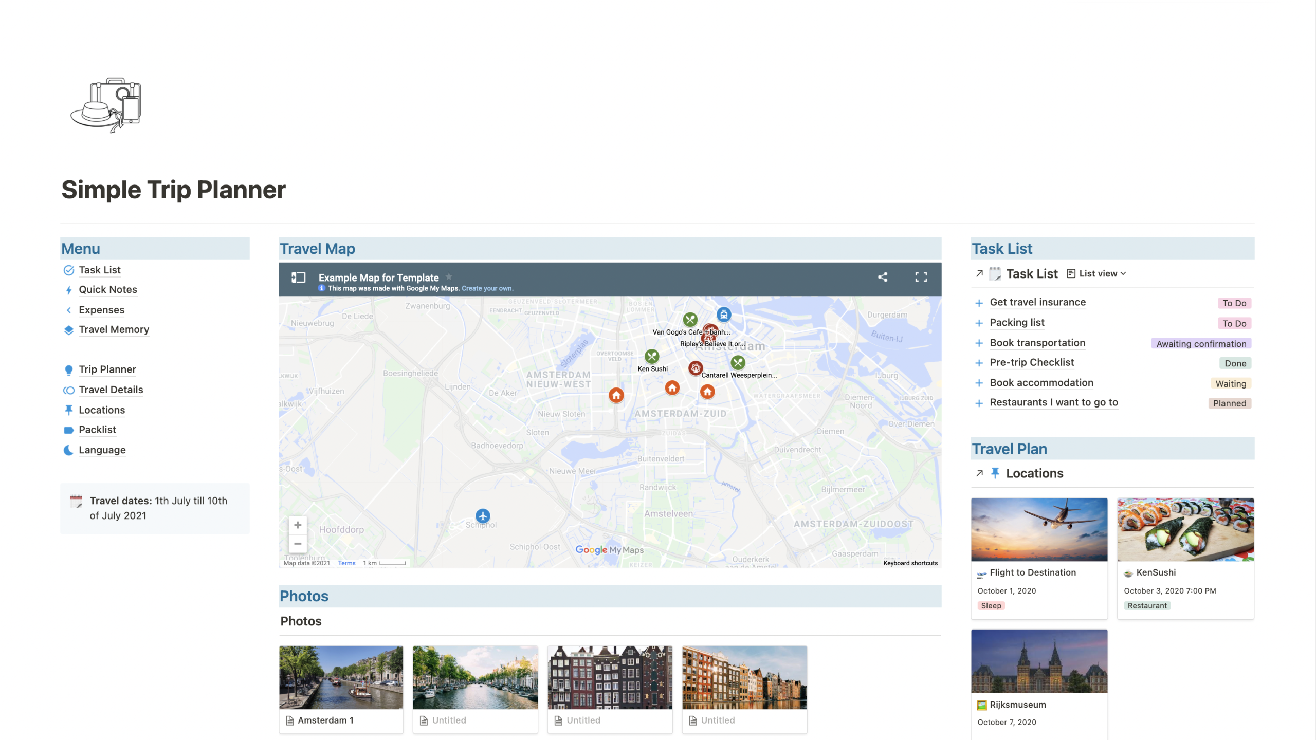 Best Notion Travel Planner Templates
