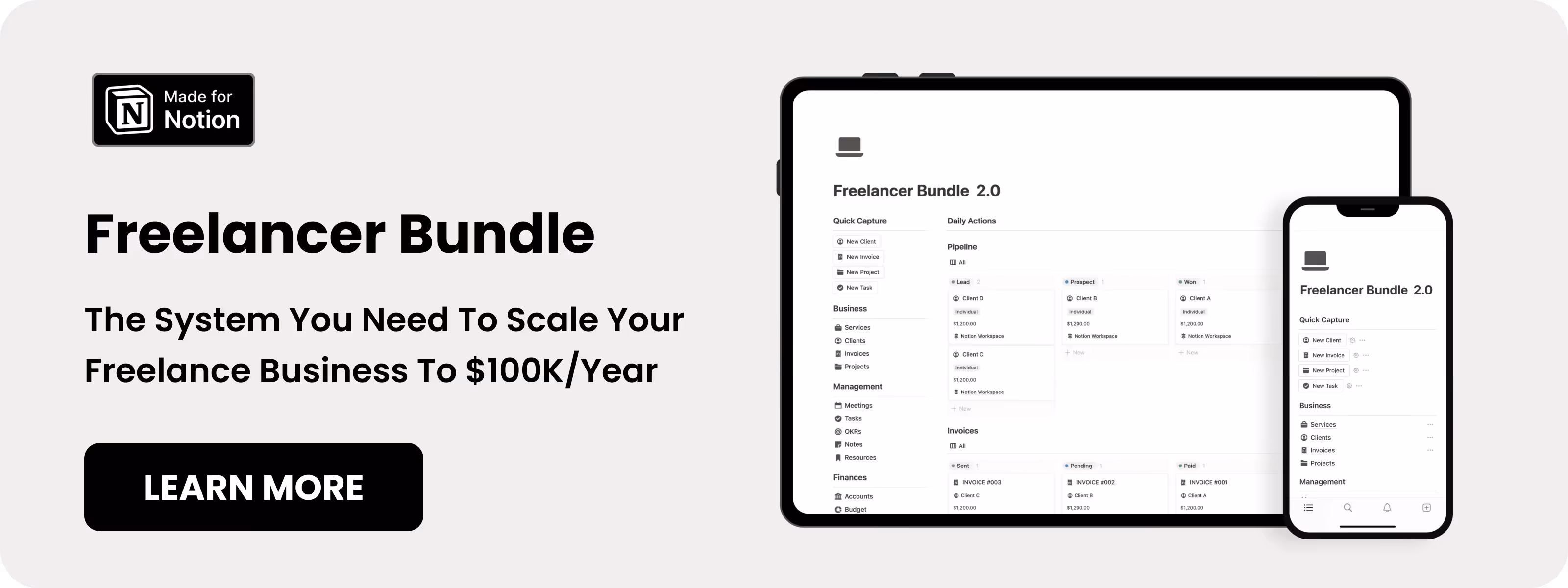 Notion freelance template