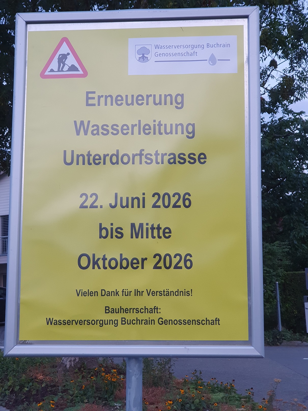 Erneuerung Wasserleitung Unterdorfstrasse