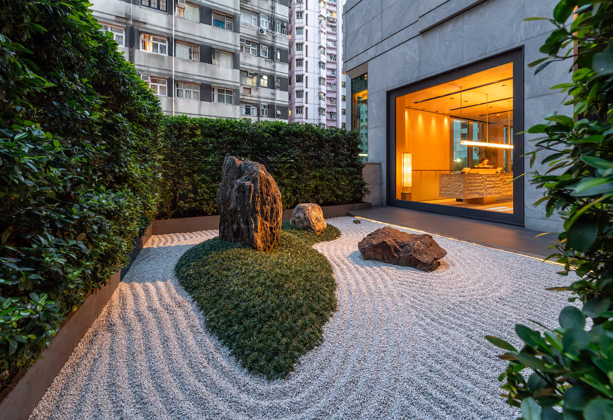 Zen garden at AKI Hotel Hong Kong