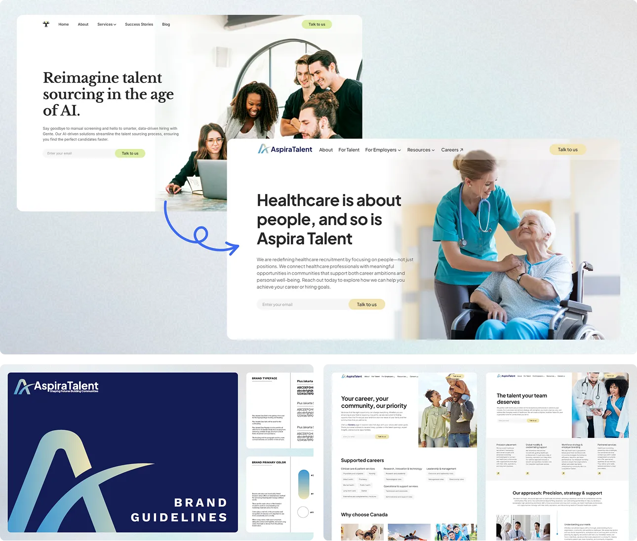 Aspira Talent custom website built from Gente Webflow template 