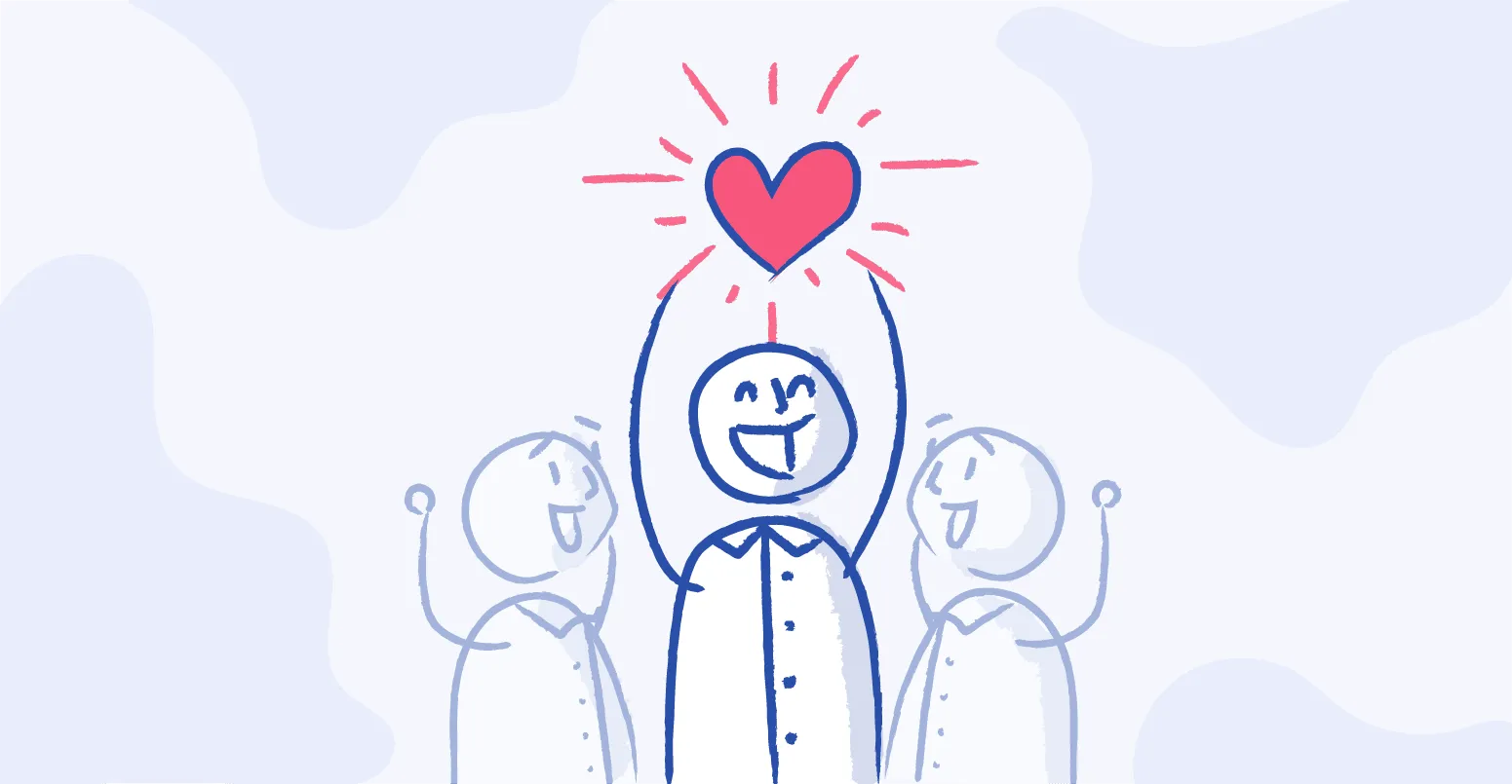 Illustration of happy people powered by love