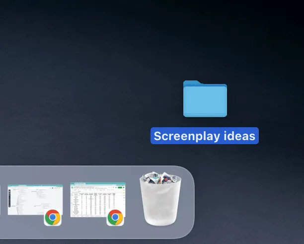 A folder of screenplay ideas being dragged into the trash on mac...