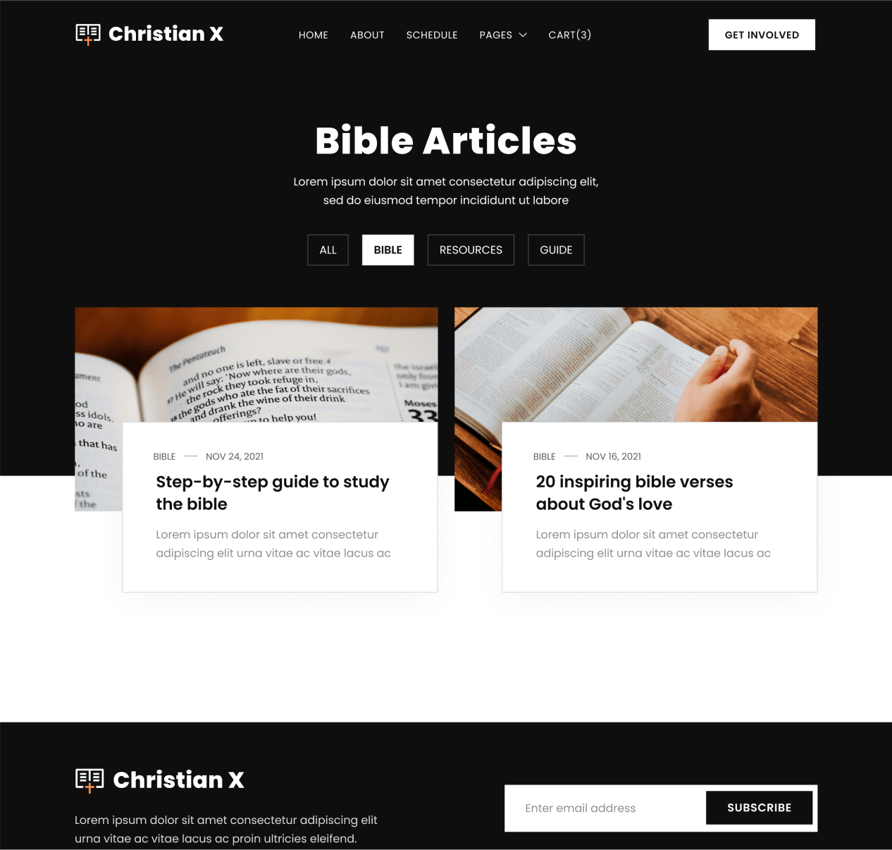 Christian X - Blog Categories page - Church Webflow Template