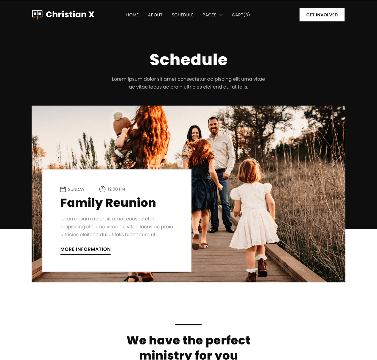 Christian X - Schedule page - Church Webflow Template
