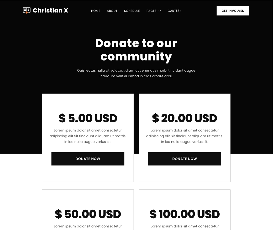 Christian X - Donate page - Church Webflow Template