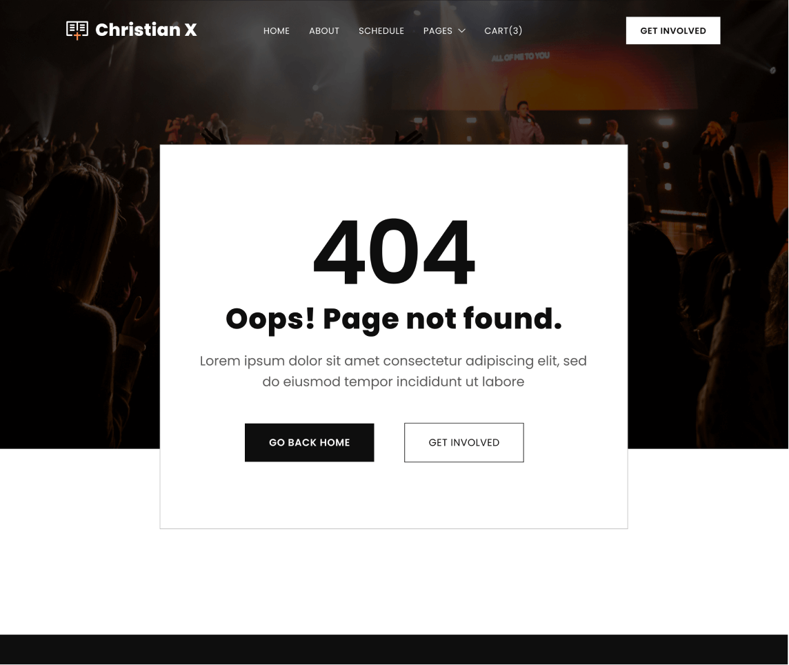 Christian X - 404 not found page - Church Webflow Template