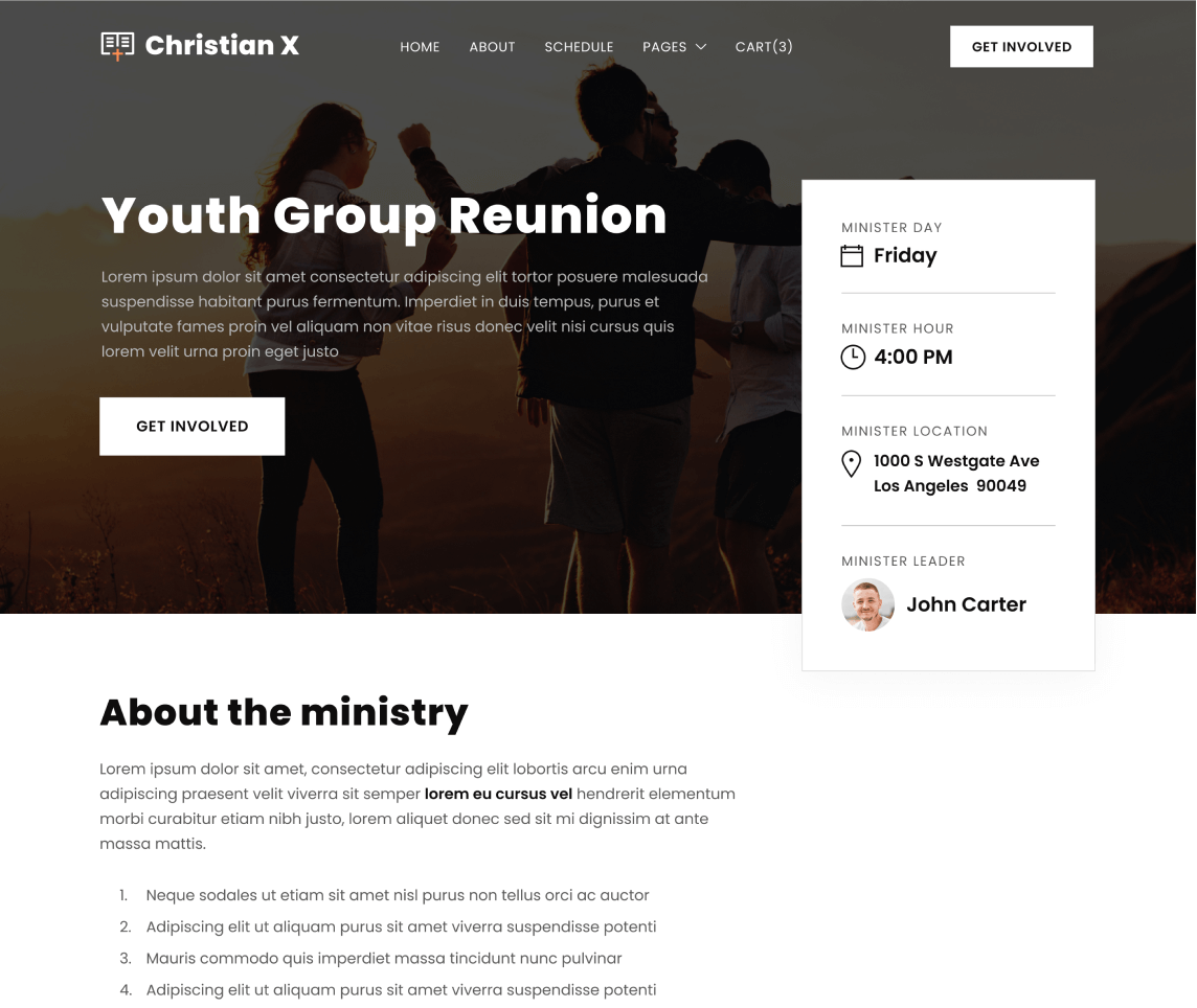 Christian X - Minister Single page - Church Webflow Template