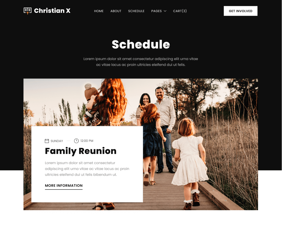 Christian X - Schedule page - Church Webflow Template