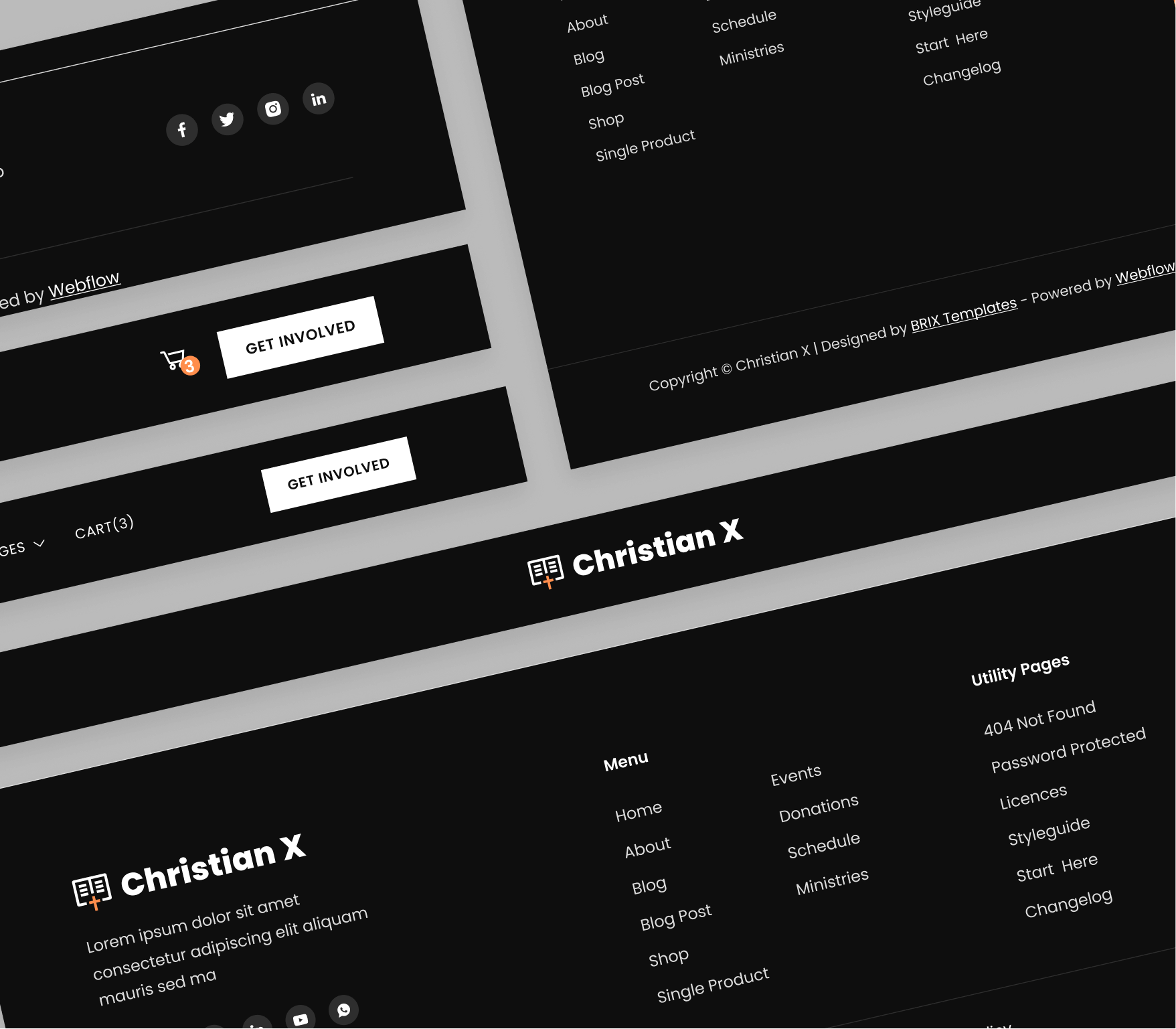 Christian X - 3 Headers and Footers - Church Webflow Template
