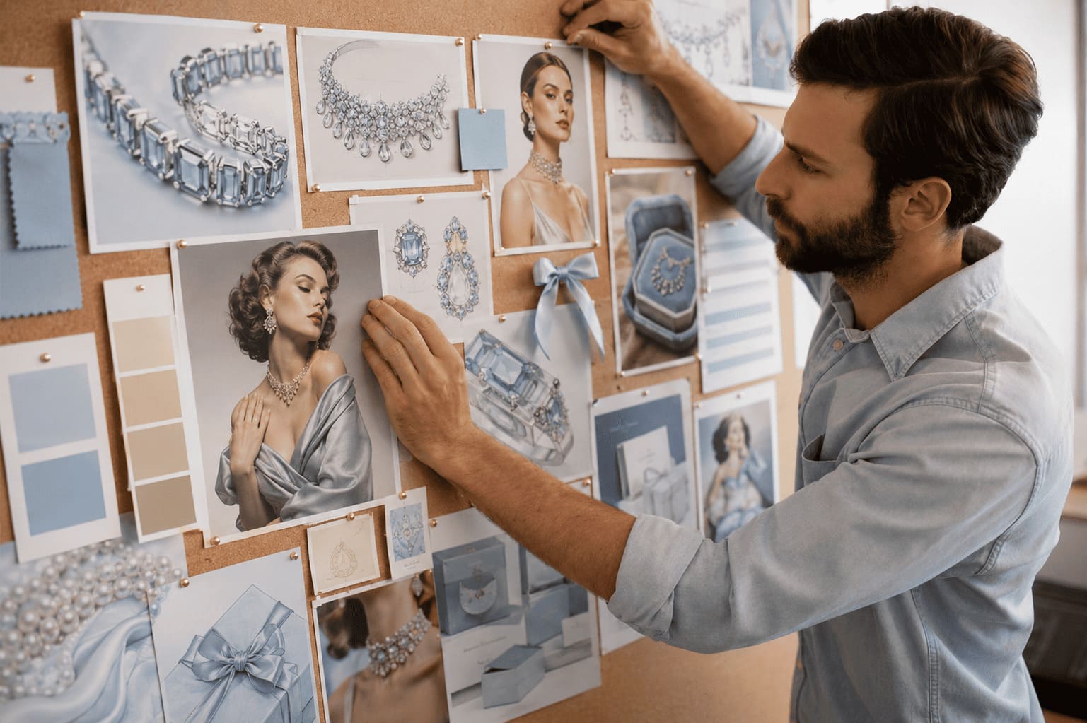 Hombre Profesional en marketing trabajando en estrategias de rebranding para marcas de joyas lujosas Hiweb marketing
