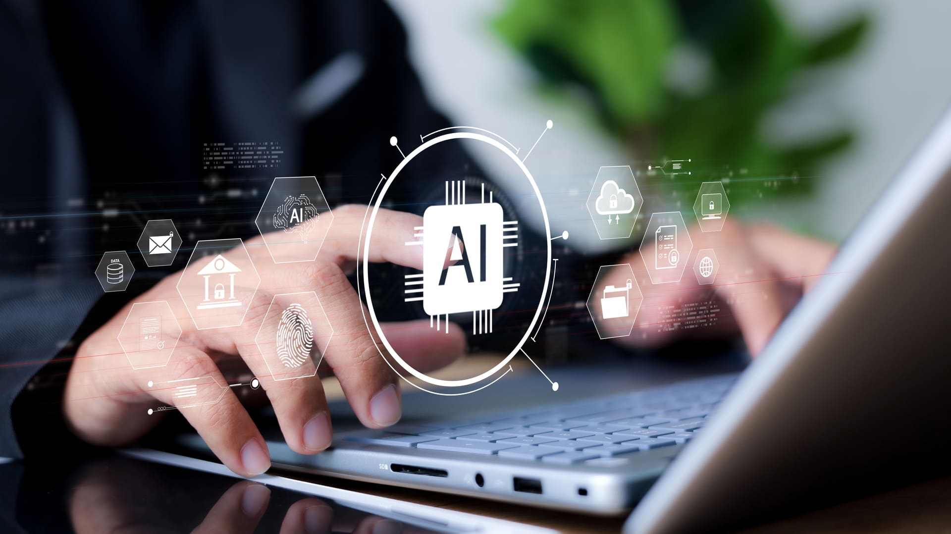 Concepto de inteligencia artificial con interfaz tecnológica y soluciones digitales apoyando la innovación empresarial y la automatización de marketing Hiweb