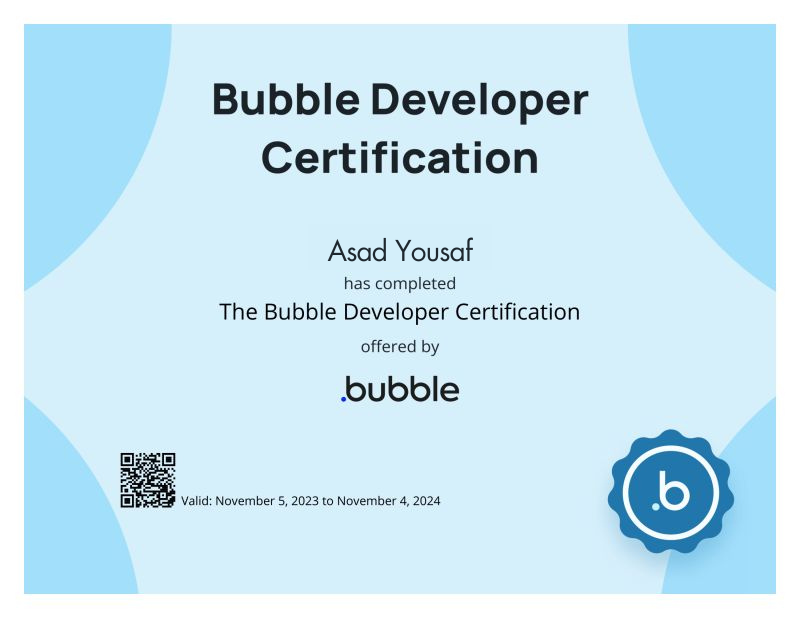 bubble certificate