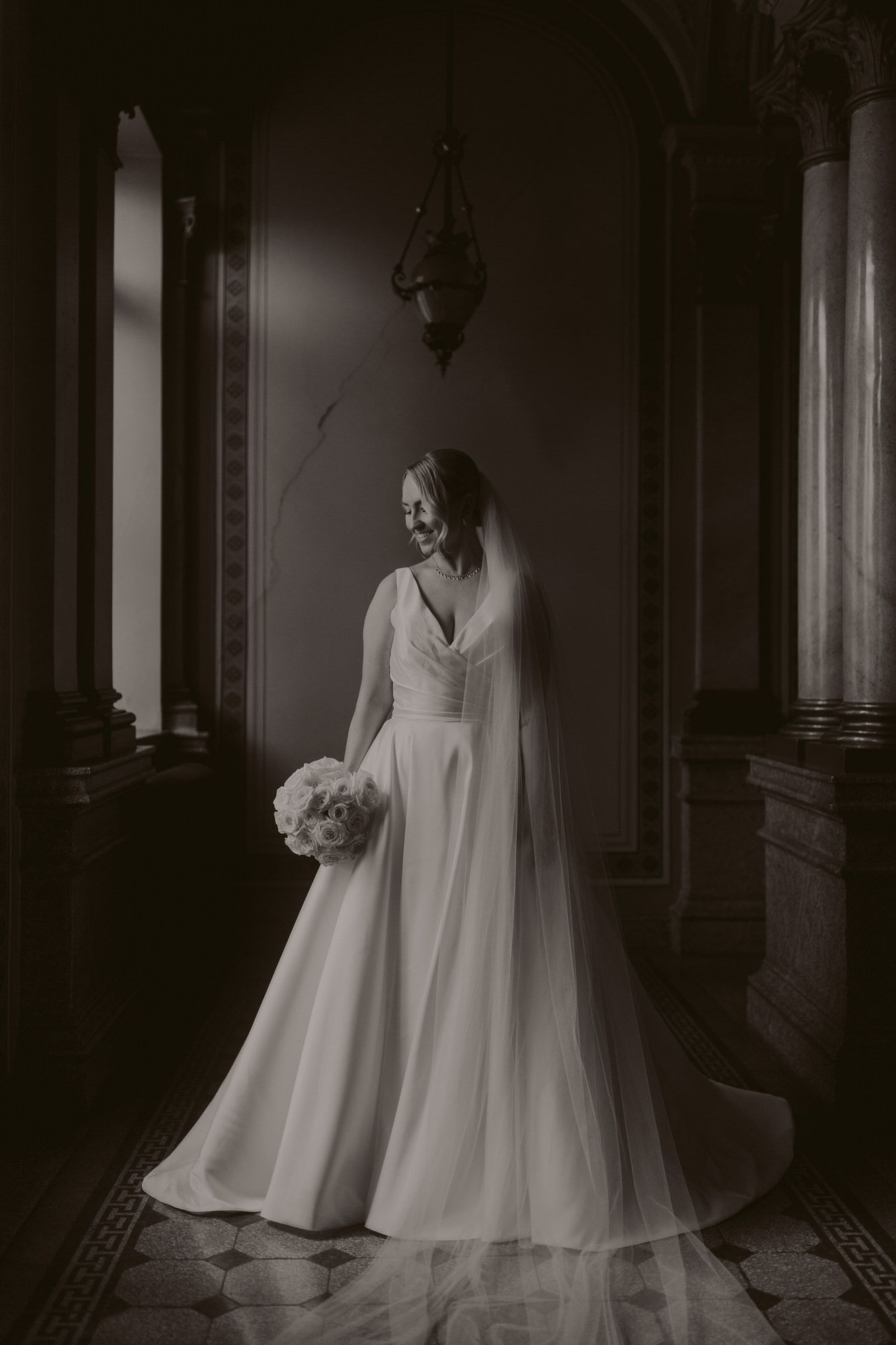 Black and white bride photo
