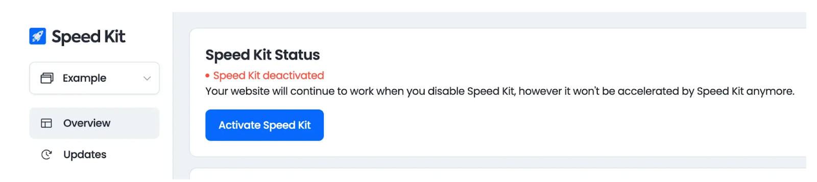 Speed Kit Deactivated