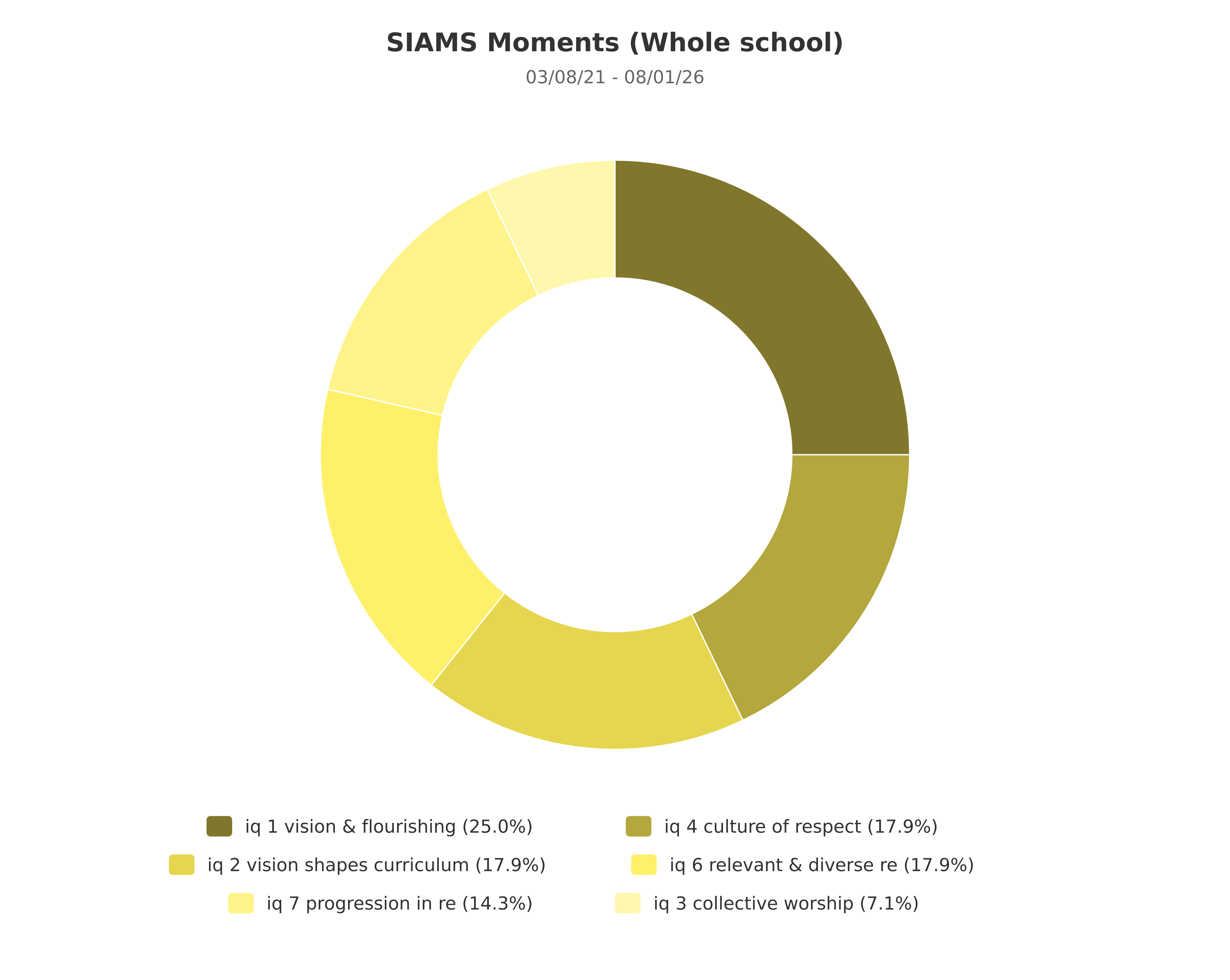 View of a chart for SIAMS related moments in Blippit Boards app