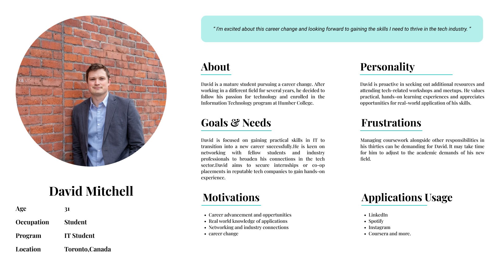 humber current user persona 1