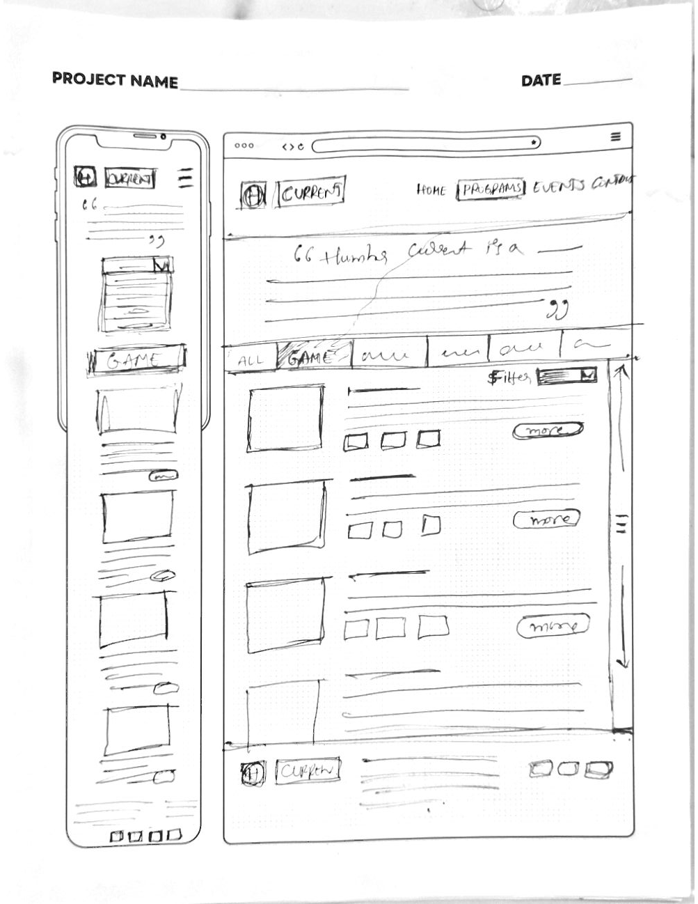 humber current low fidelity sketches