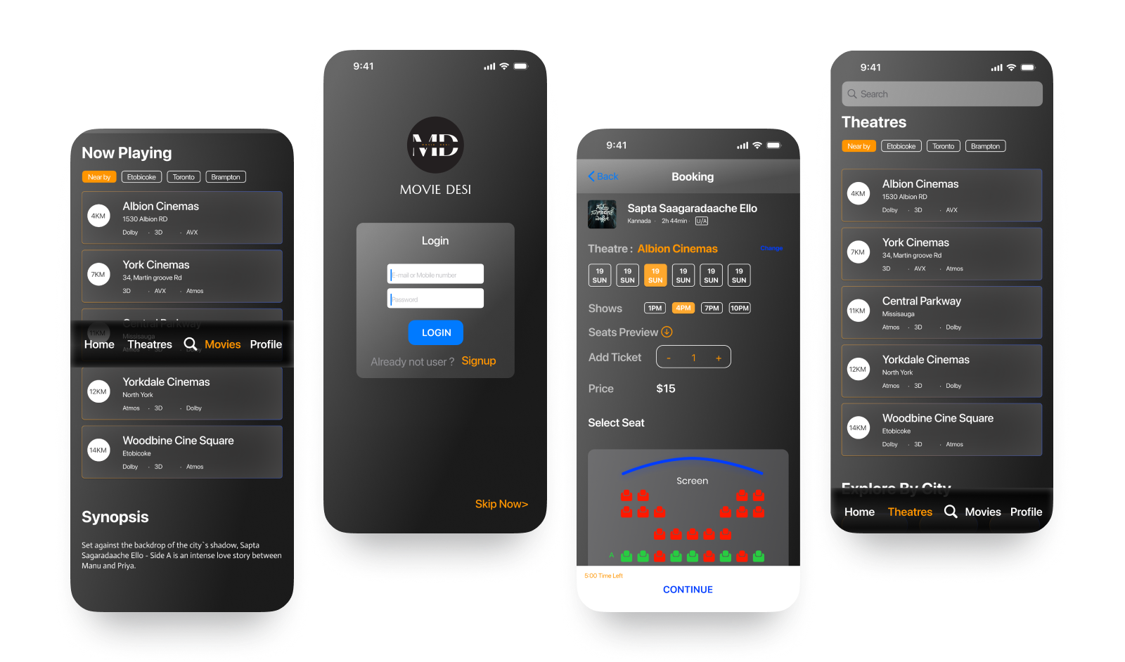 movie desi high fidelity mockup 