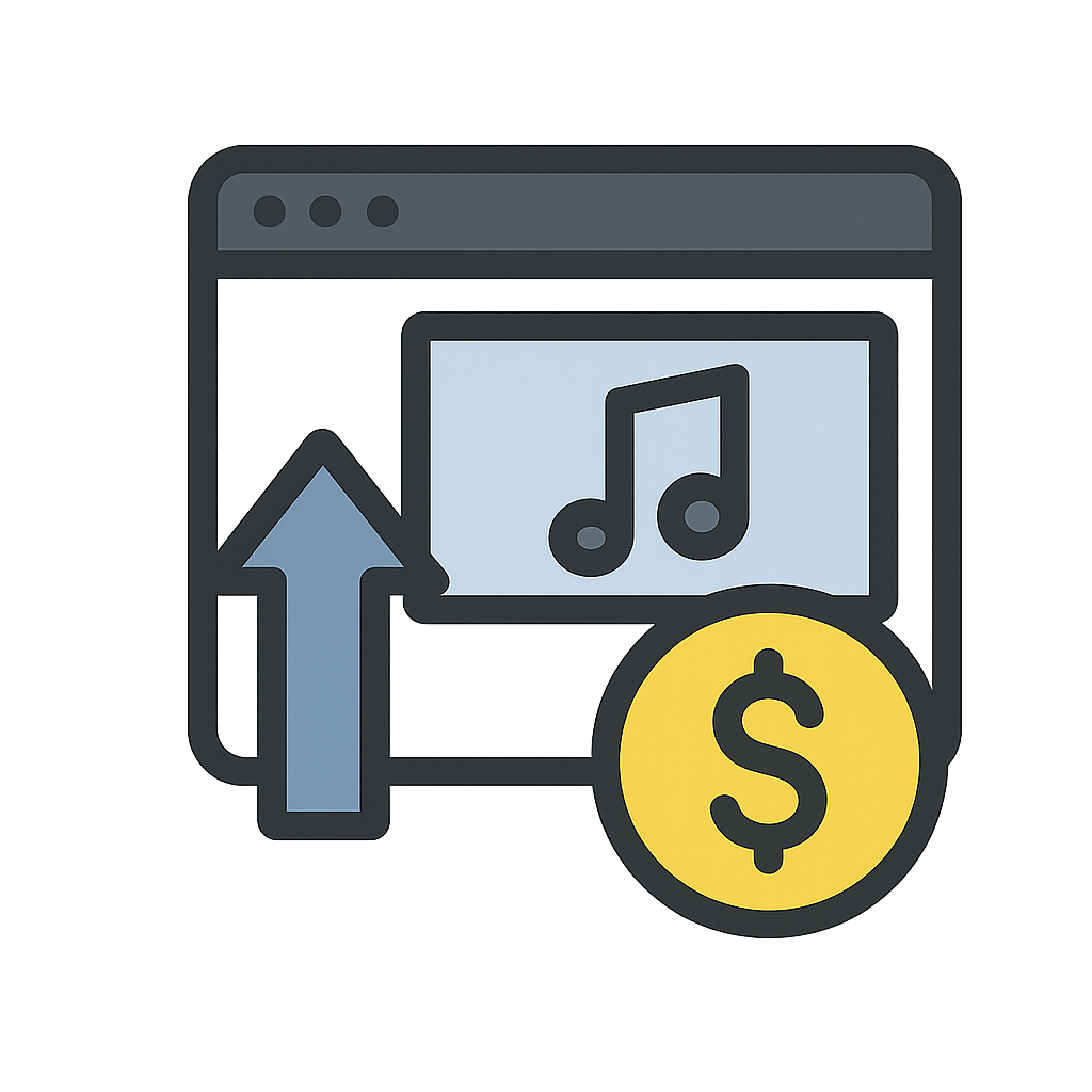 icon about uploading content and get paid
