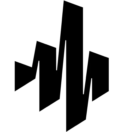 Abstract black geometric shape with jagged, angular edges on a white background.