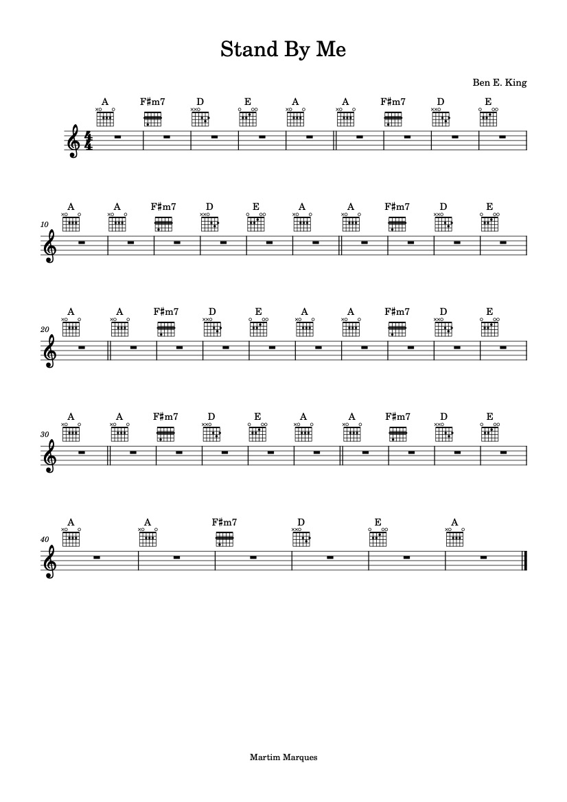 First page of the intermediate guitar tab sheet music for Stand By Me by Ben. E King on Tably.es