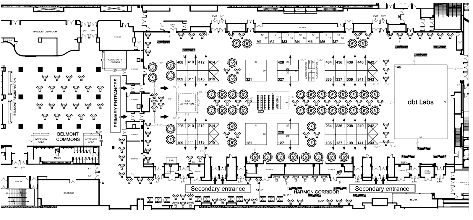 dbt Summit expo hall floor plan with Espresso AI booth 315 and coffee cart 319 marked